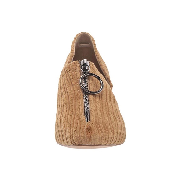 Retro Corduroy Front Zip Detail kitten Heel Pump - Picture 4 of 5